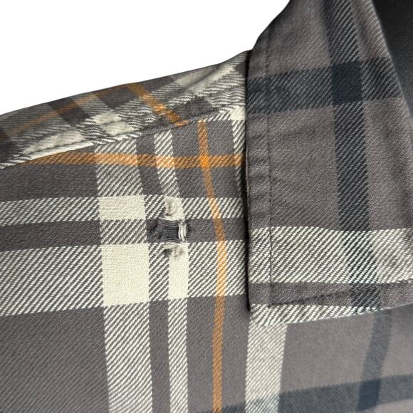 JACHS Men’s Button Front Plaid Flannel Gray Tan Shirt Size Large 100% Cotton - Picture 8 of 13